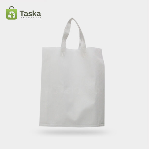 Tas Press Spunbond Handle – Putih 38×45 Cm – Sisi Depan