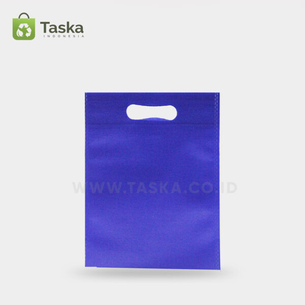 Tas-Spunbond-Oval-Biru-Tua-25×35-Cm-Sisi-Depan